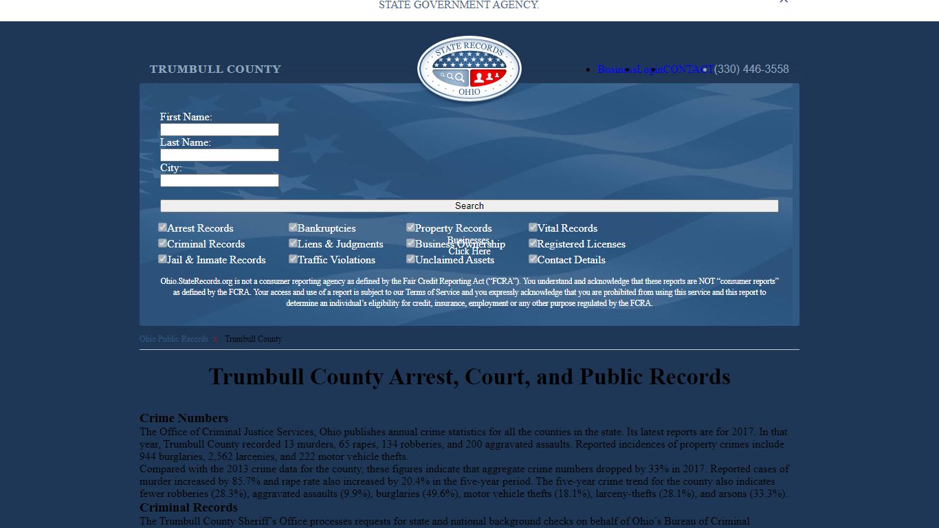 Trumbull County Arrest, Court, and Public Records